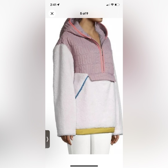 UGG Iggy Sherpa Half-Zip Hood Pullover Sweatshirt Hoodie Pink Purple - Picture 4 of 9